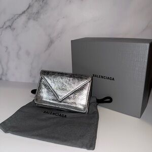 ✨ Balenciaga Metallic Silver Envelope Wallet ✨